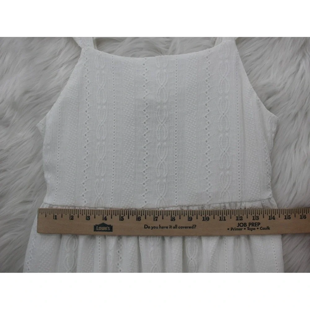 The Childrens Place White Eyelet Cutout Dress Size 16 XXL Ruffle Preppy Minimal